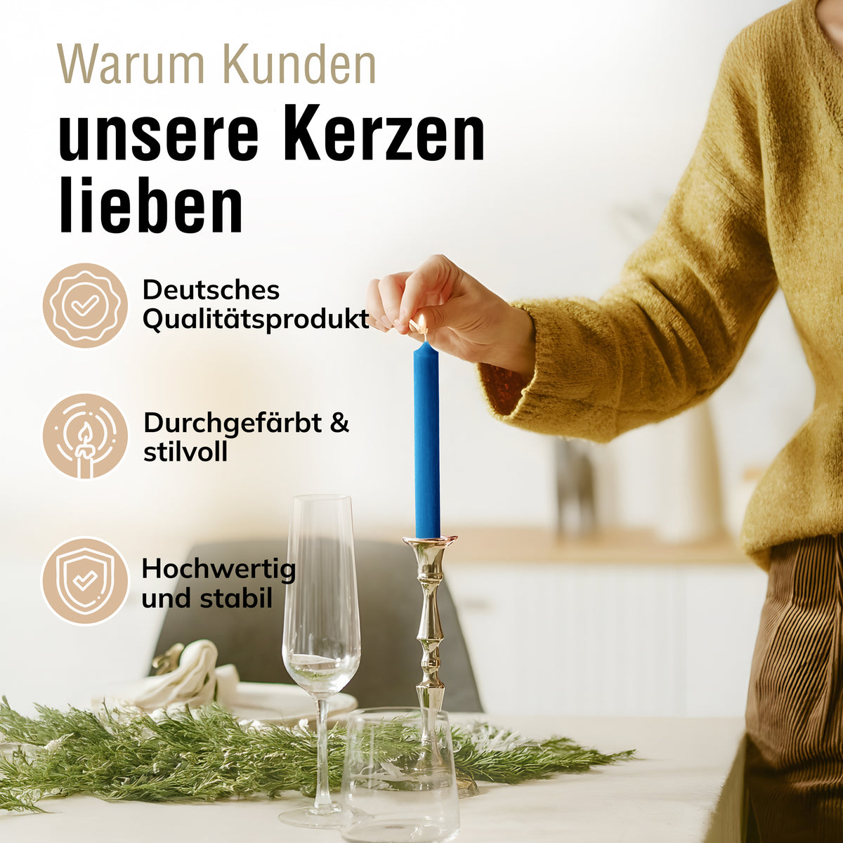 Stabkerzen Petrol, 10 Stück, 180mm x 22mm, Durchgefärbt