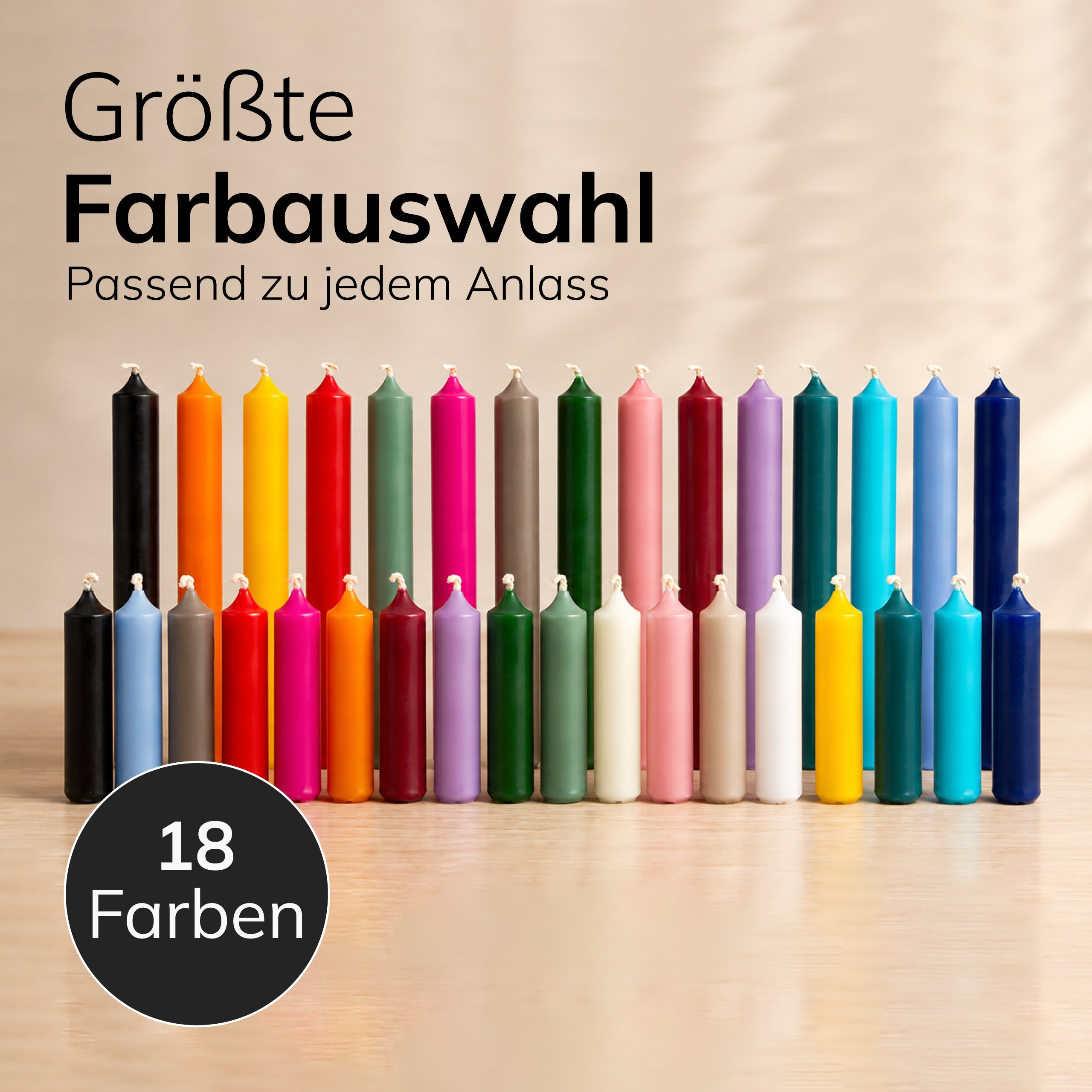 Kurze Stabkerzen Schwarz, 2-fach getaucht, 10cm x 2,2cm