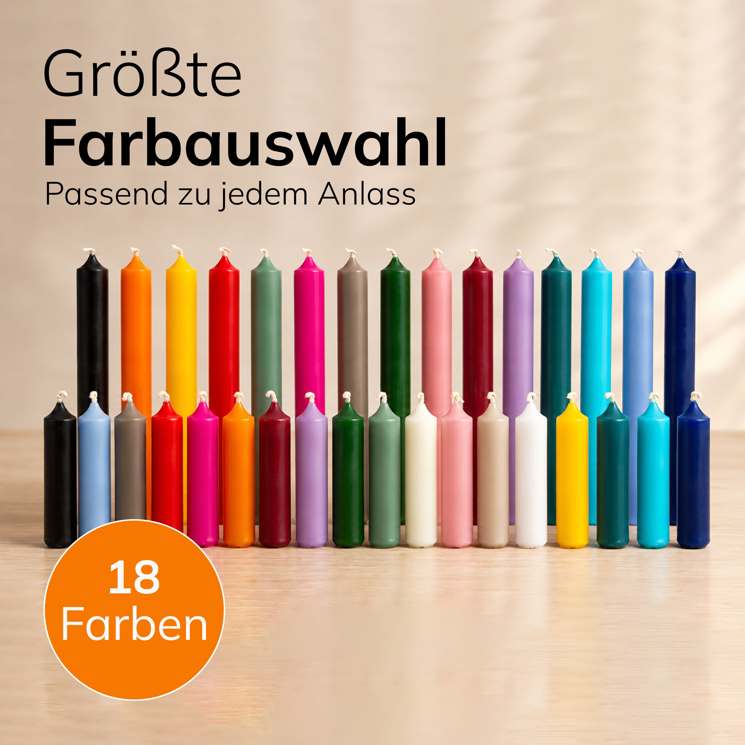 Kurze Stabkerzen Orange, 2-fach getaucht, 10cm x 2,2cm