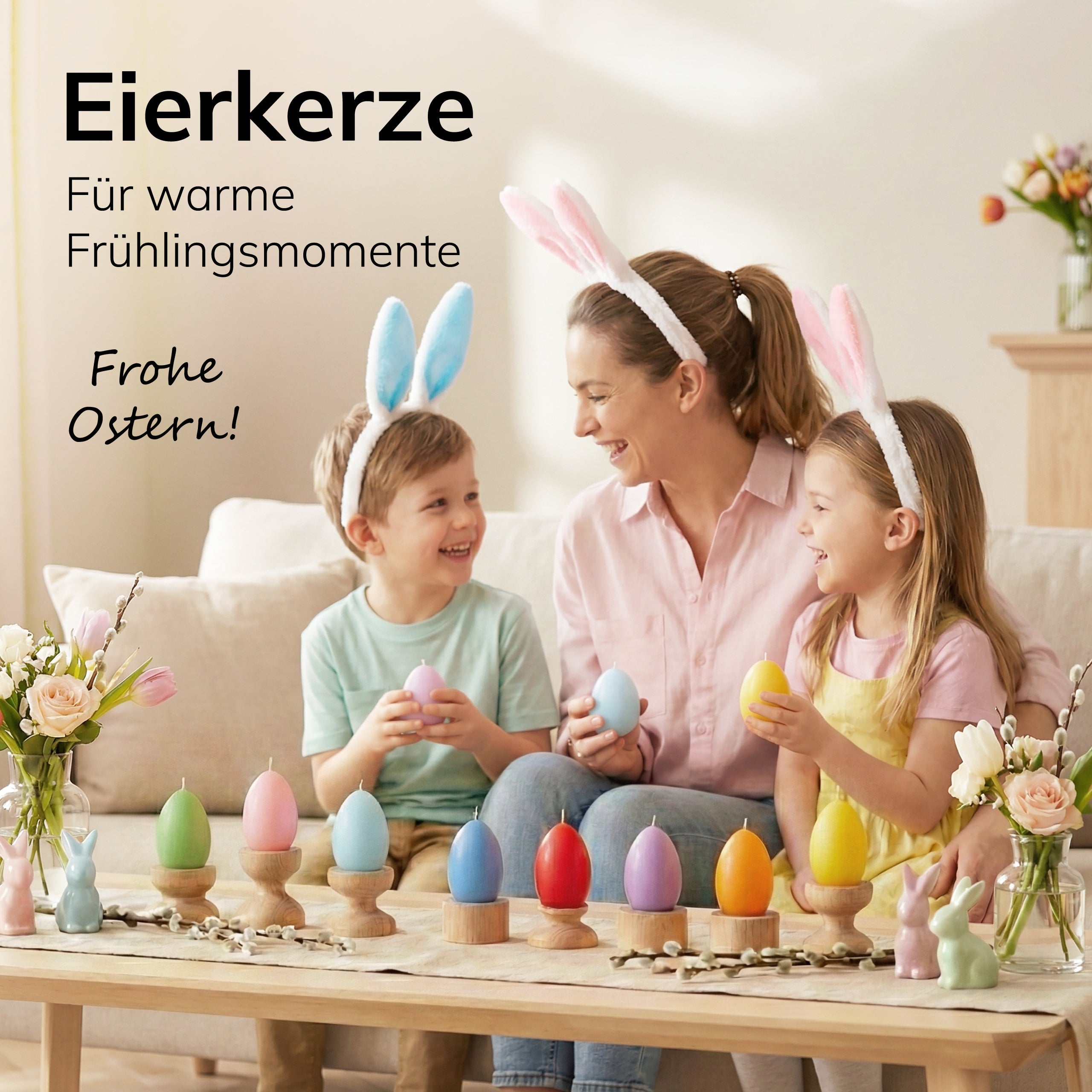Eierkerzen Gelb 6 Stück, 60 x 45mm hochwertige Osterdeko