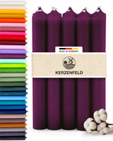 Stabkerzen Aubergine, 10 Stück, 180mm x 22mm, Durchgefärbt