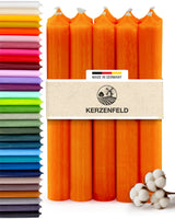 Stabkerzen Orange, 10 Stück, 180mm x 22mm, Durchgefärbt
