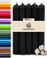 Stabkerzen Schwarz, 10 Stück, 180mm x 22mm, Durchgefärbt