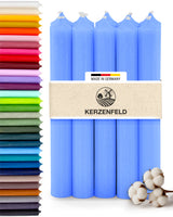 Stabkerzen Blau, 10 Stück, 180mm x 22mm, Durchgefärbt