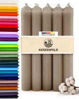 Stabkerzen Taupe, 10 Stück, 180mm x 22mm, Durchgefärbt