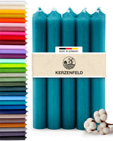 Stabkerzen Türkis, 10 Stück, 180mm x 22mm, Durchgefärbt