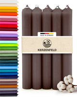Stabkerzen Braun, 10 Stück, 180mm x 22mm, Durchgefärbt