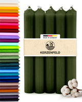 Stabkerzen Kiefergrün, 10 Stück, 180mm x 22mm, Durchgefärbt