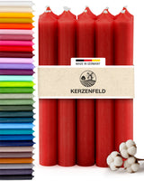 Stabkerzen Rot, 10 Stück, 180mm x 22mm, Durchgefärbt