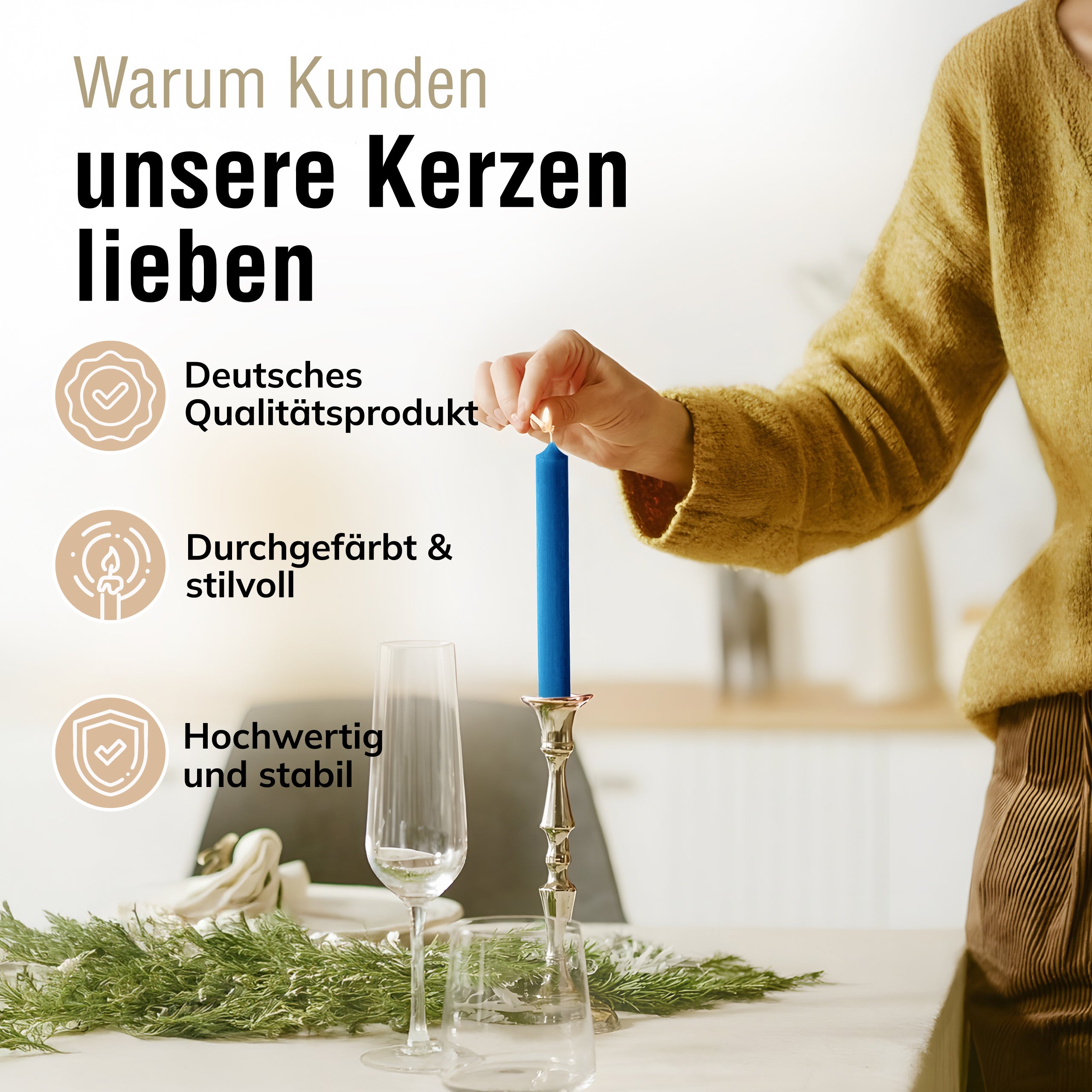 Stabkerzen Petrol, 10 Stück, 180mm x 22mm, Durchgefärbt