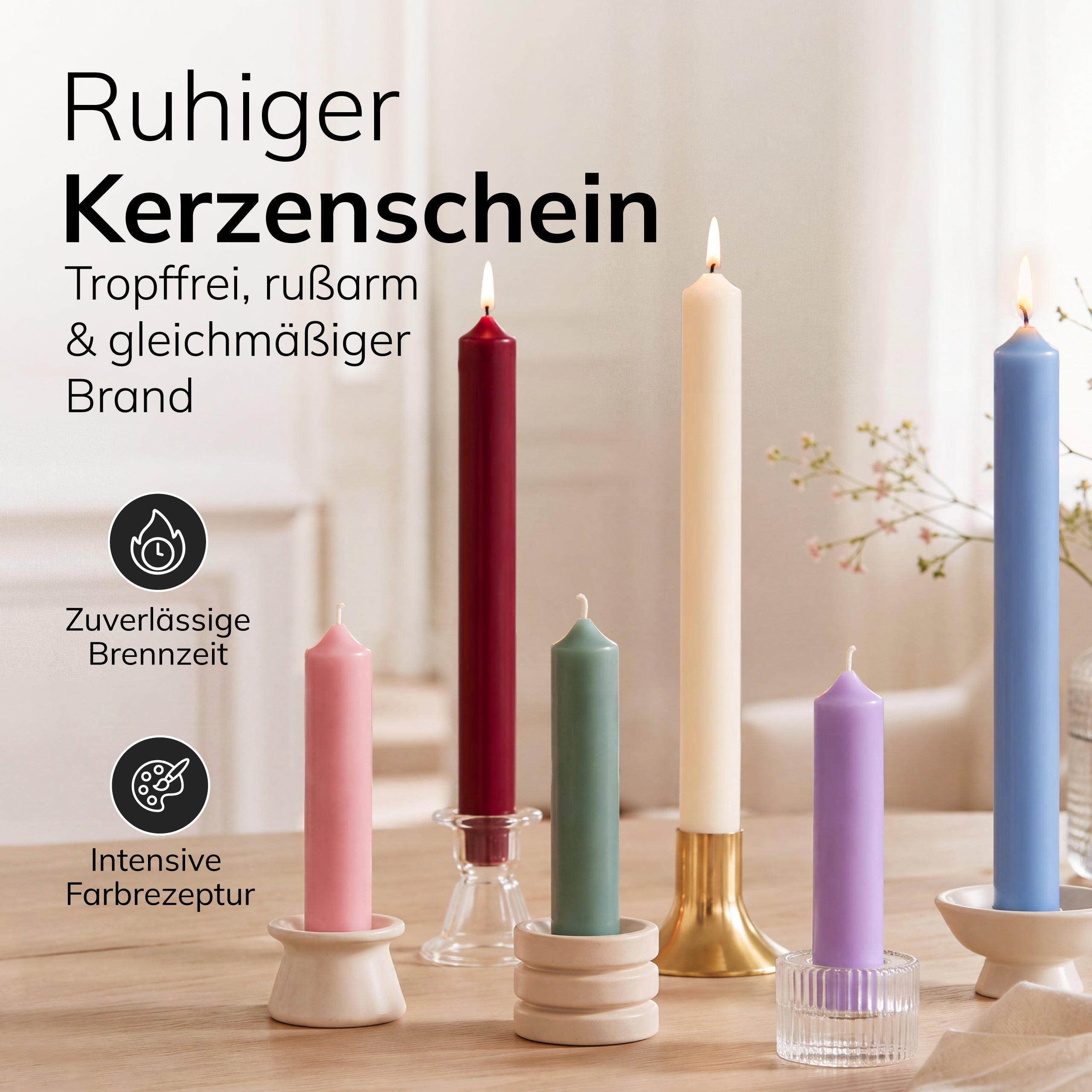 Kurze Stabkerzen Schwarz, 2-fach getaucht, 10cm x 2,2cm