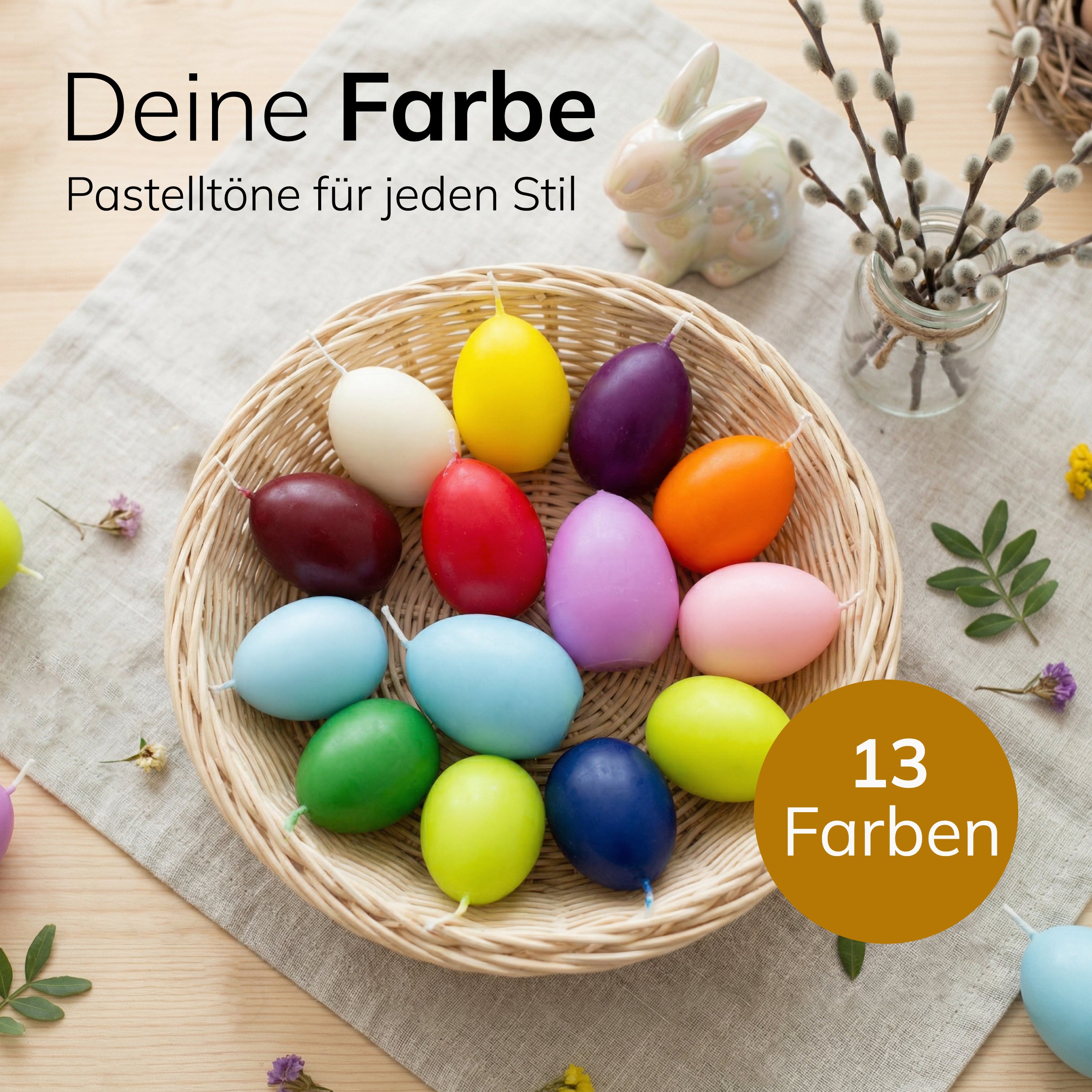 Eierkerzen Gelb 6 Stück, 60 x 45mm hochwertige Osterdeko