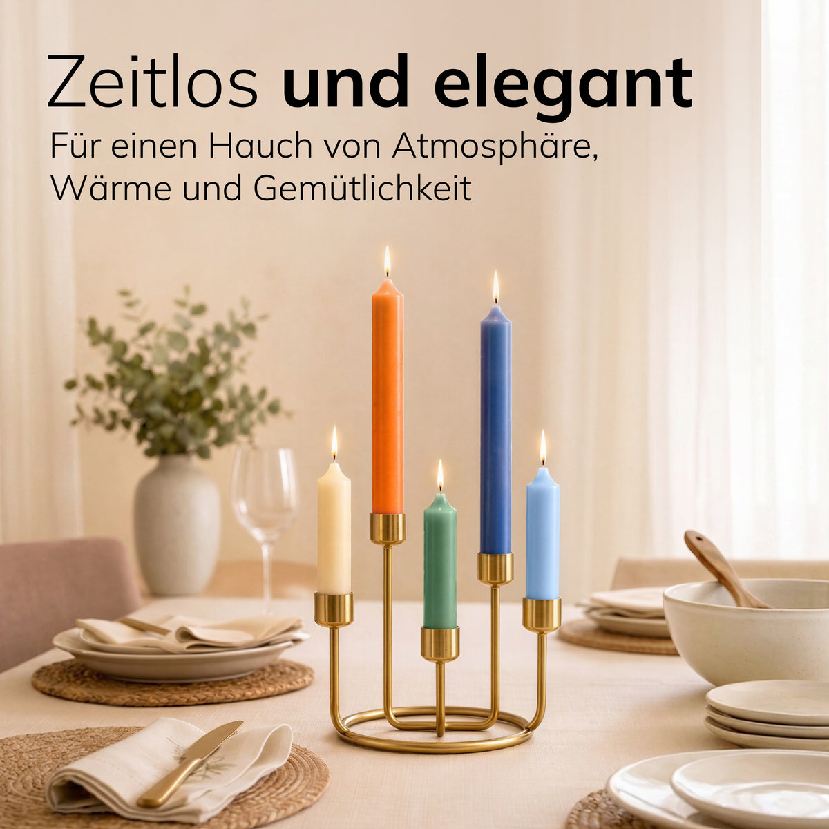 Kurze Stabkerzen Salbeigrün, 2-fach getaucht, 10cm x 2,2cm